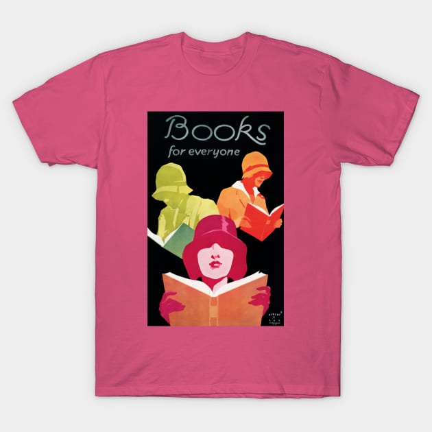 Restored 1920's Books Are For Everyone Library Poster in Neon T-Shirt by vintageposterco